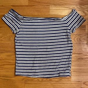 Striped Off-The-Shoulder Crop Top